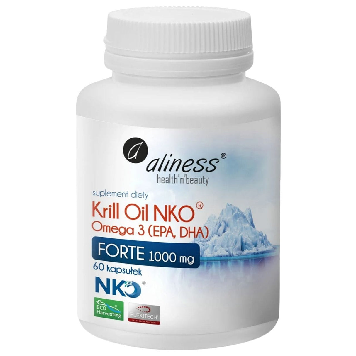 Aliness Krill Oil NKO Omega 3 1000 mg FORTE with Astaxanthin – 60 Capsules