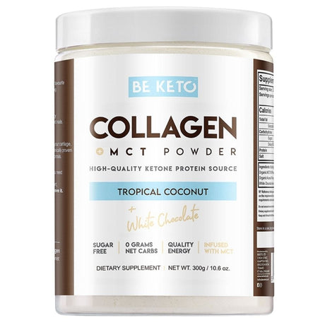 BeKeto Collagen MCT Powder, Tropical Coconut & White Chocolate - 300 g