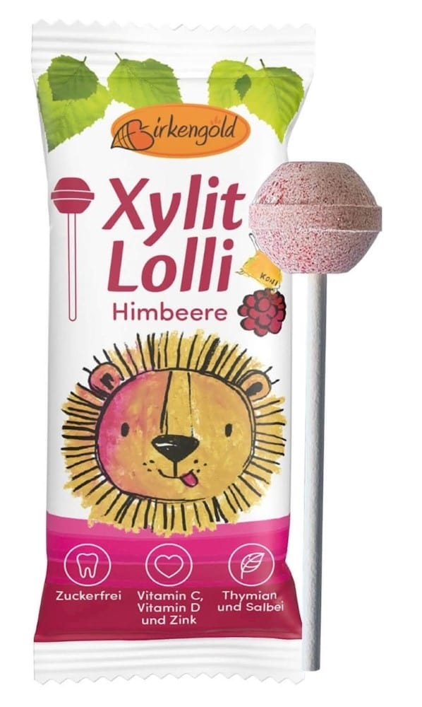 Birkengold Lollipops with Vitamin C, D and Zinc, Raspberry - 6 g