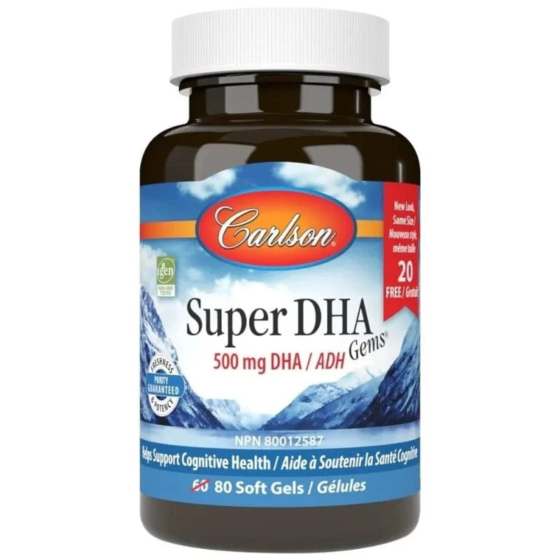 Carlson Labs Super DHA Gems 500 mg - 60 + 20 Capsules