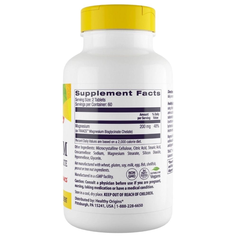 Healthy Origins Magnesium Chelate 200 mg - 120 Tablets