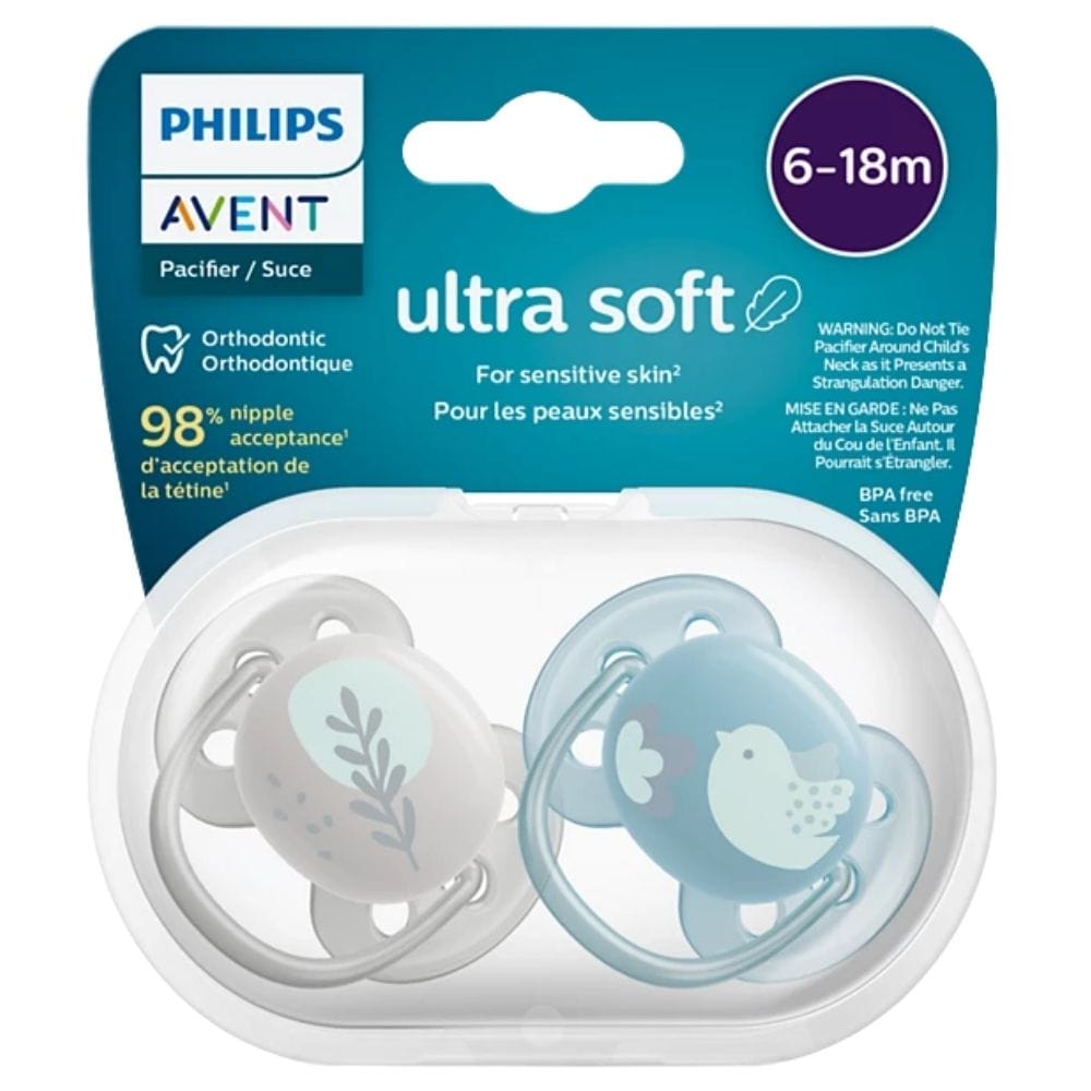 Philips Avent Ultra Soft Pacifier, 6-18 Months, Boy - 2 Pieces