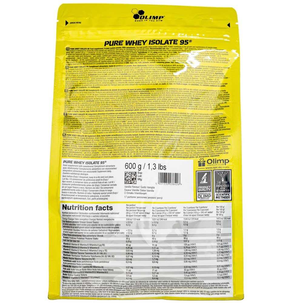 Olimp Pure Whey Isolate 95, Vanilla Flavour - 600 g