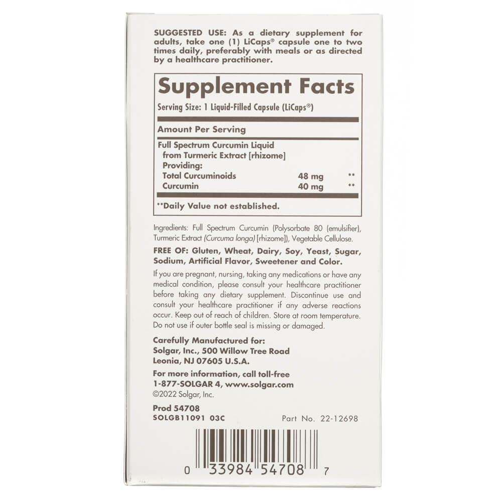 Solgar Full Spcetrum Curcumin Liquid Extract - 90 Softgels