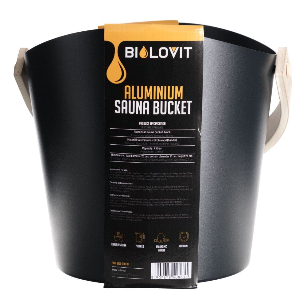 Bilovit Aluminium Sauna Bucket, Black - 7 Litres