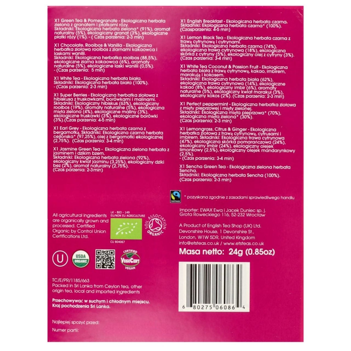 English Tea Shop Classic Tea Collection Pink – 12 Sachets