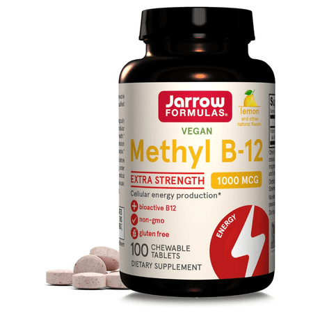 Jarrow Formulas Methyl B12 (Methylcobalamin) 1000 mcg, Lemon - 100 Chewable Tablets