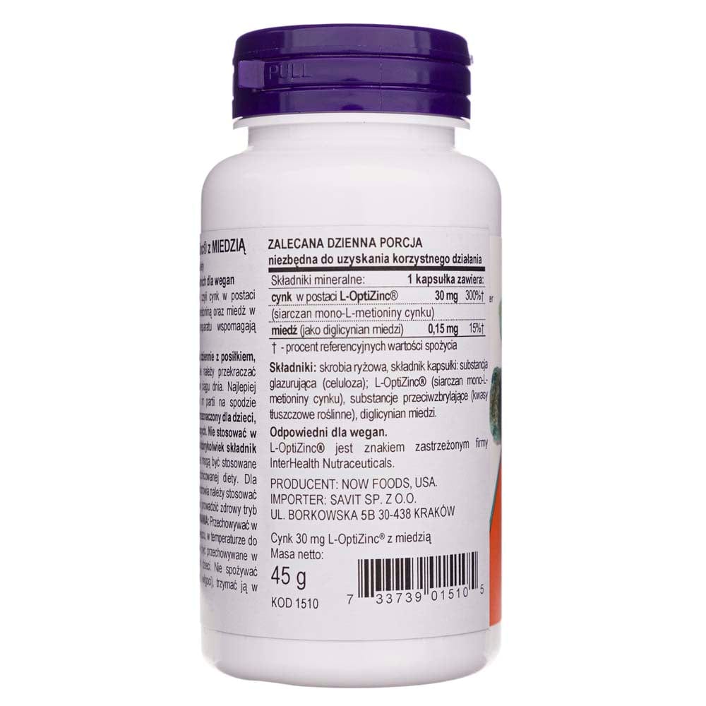 Now Foods L-OptiZinc 30 mg - 100 Veg Capsules