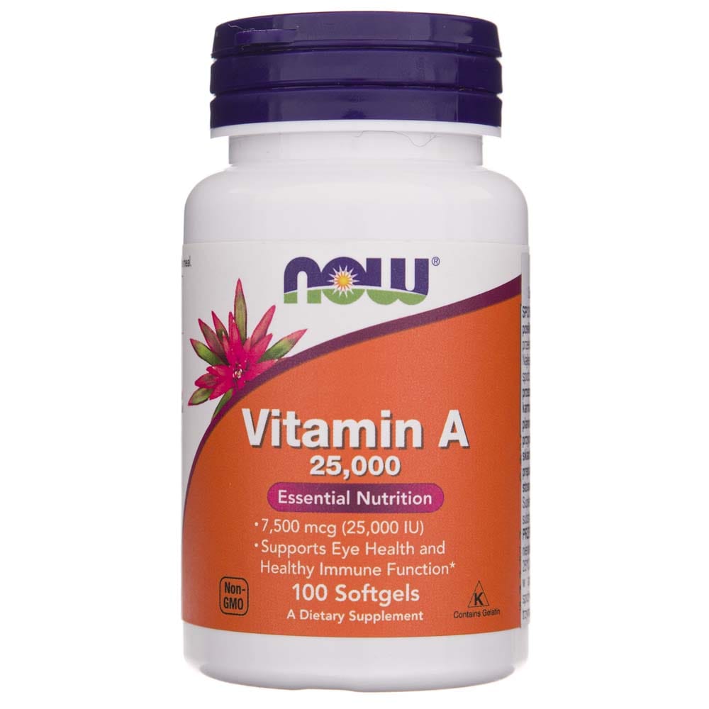 Now Foods Vitamin A 7500 mcg (25000 IU) - 100 Softgels