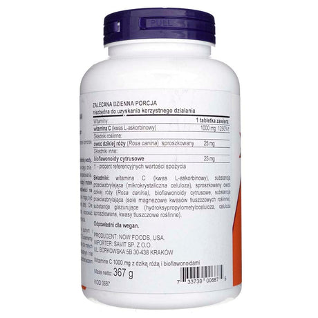 Now Foods Vitamin C-1000 with Rose Hips & Bioflavonoids - 250 Tablets