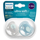 Philips Avent Ultra Soft Pacifier, 6-18 Months, Boy - 2 Pieces