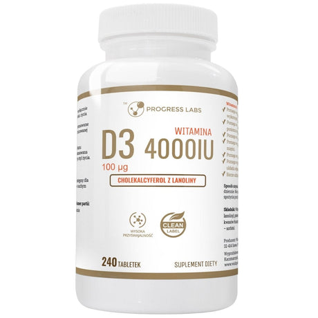 Progress Labs Vitamin D3 4000 IU - 240 Tablets