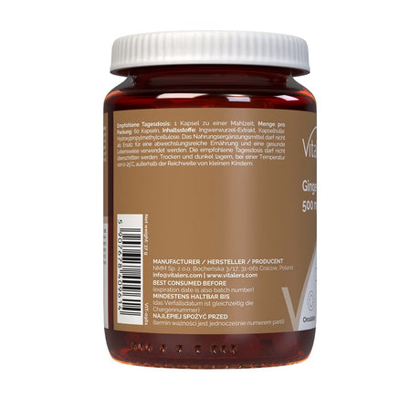 Vitaler's Ginger 500 mg - 60 Capsules