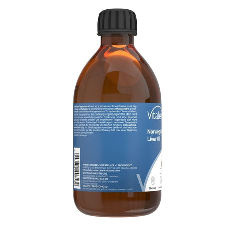 Vitaler's Omega-3 Norwegian Cod Liver Oil 1250 mg, Orange - 250 ml