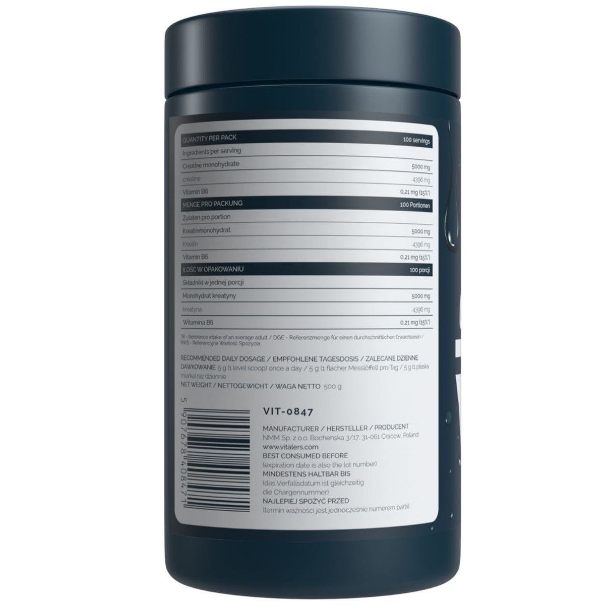 Vitaler's Sport Micronized Creatine Monohydrate 5000 mg - 500 g