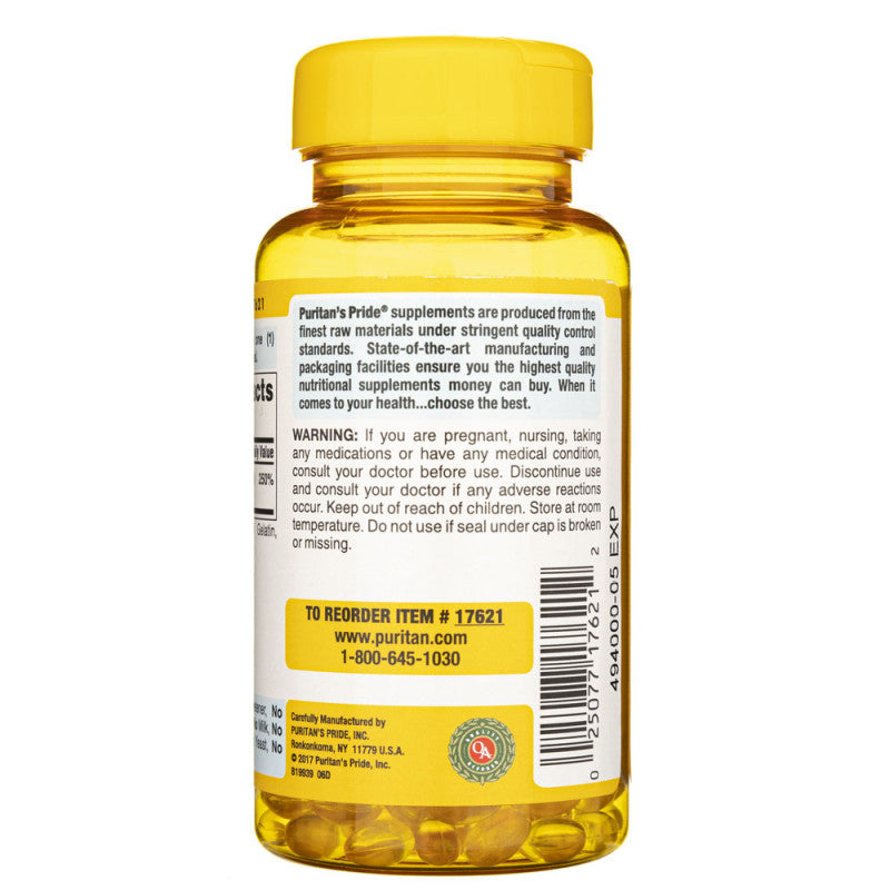 Puritan's Pride Vitamin D3 50 mcg (2000 IU) - 100 Softgels